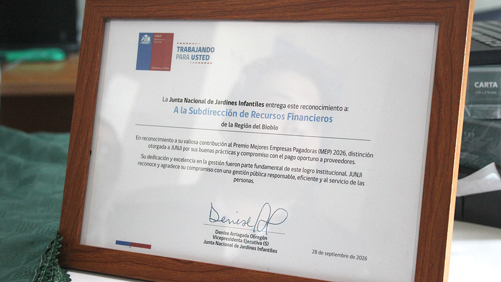 Lee más sobre el artículo JUNJI Biobío recibe por tercer año consecutivo reconocimiento como mejores pagadores